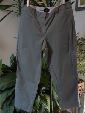 Talbots "The Perfect Crop" Muted Olive Straight-Leg Pants - Curvy Fit